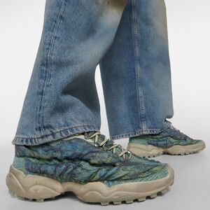 ACNE STUDIOS BUBBA CN255 BUBBLE KNIT BLUE GREEN LACE UP SNEAKER TENNIS SHOE